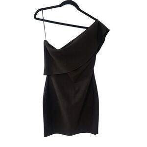 Likely Strapless One Shoulder Black Cocktail Mini Dress